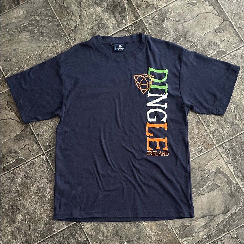 DINGLE IRELAND Navy Embroidered T-Shirt | Travel Indie Irish Celtic Knot